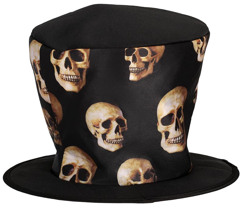 Hat med kranier, sort og beige