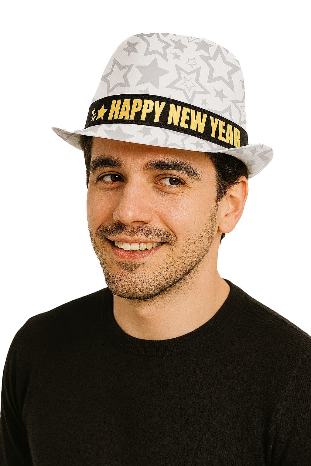 Gangsterhat "Happy New Year", hvid