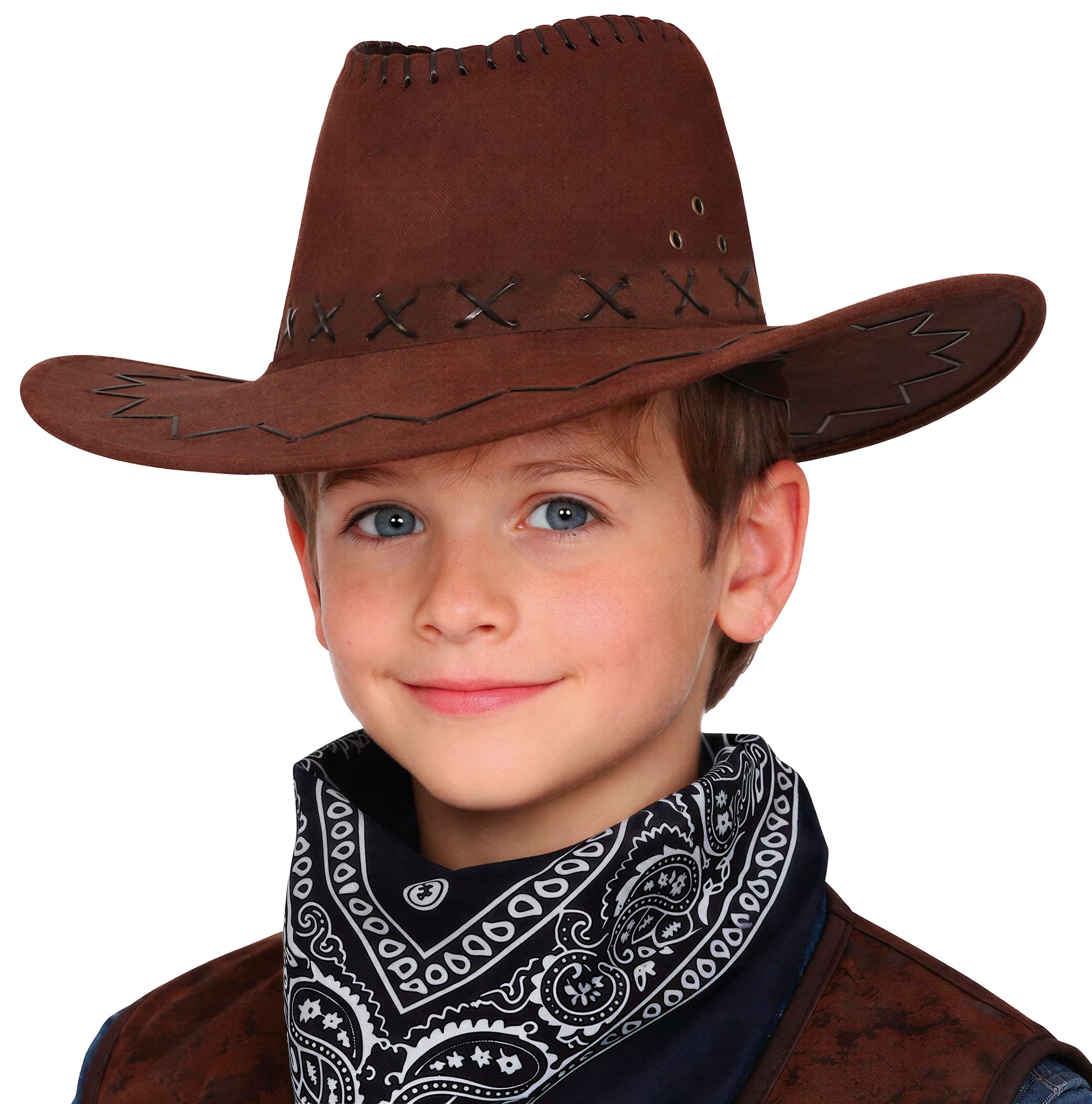 Brun cowboyhat i kunstlæder til børn