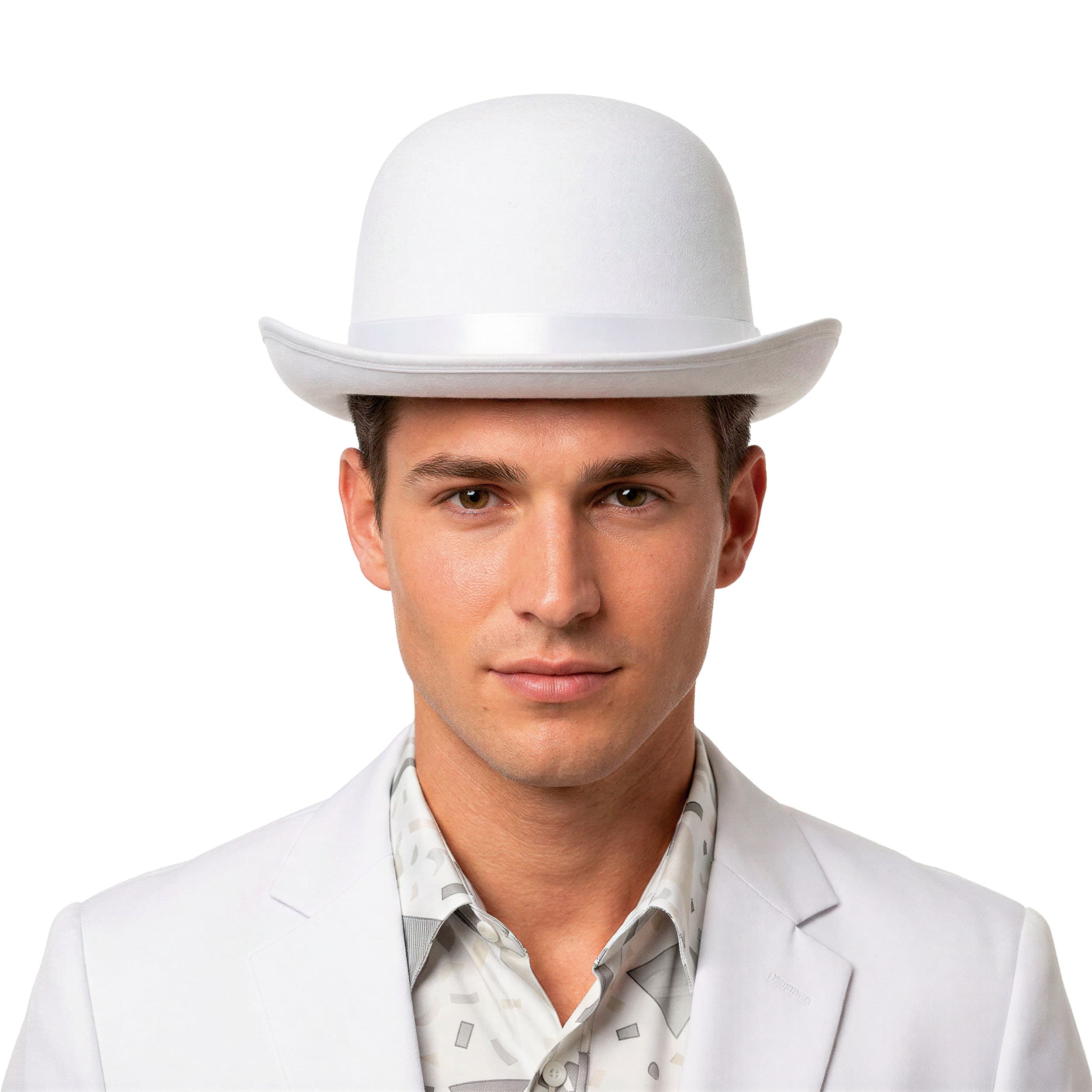 Hvid bowlerhat i filt