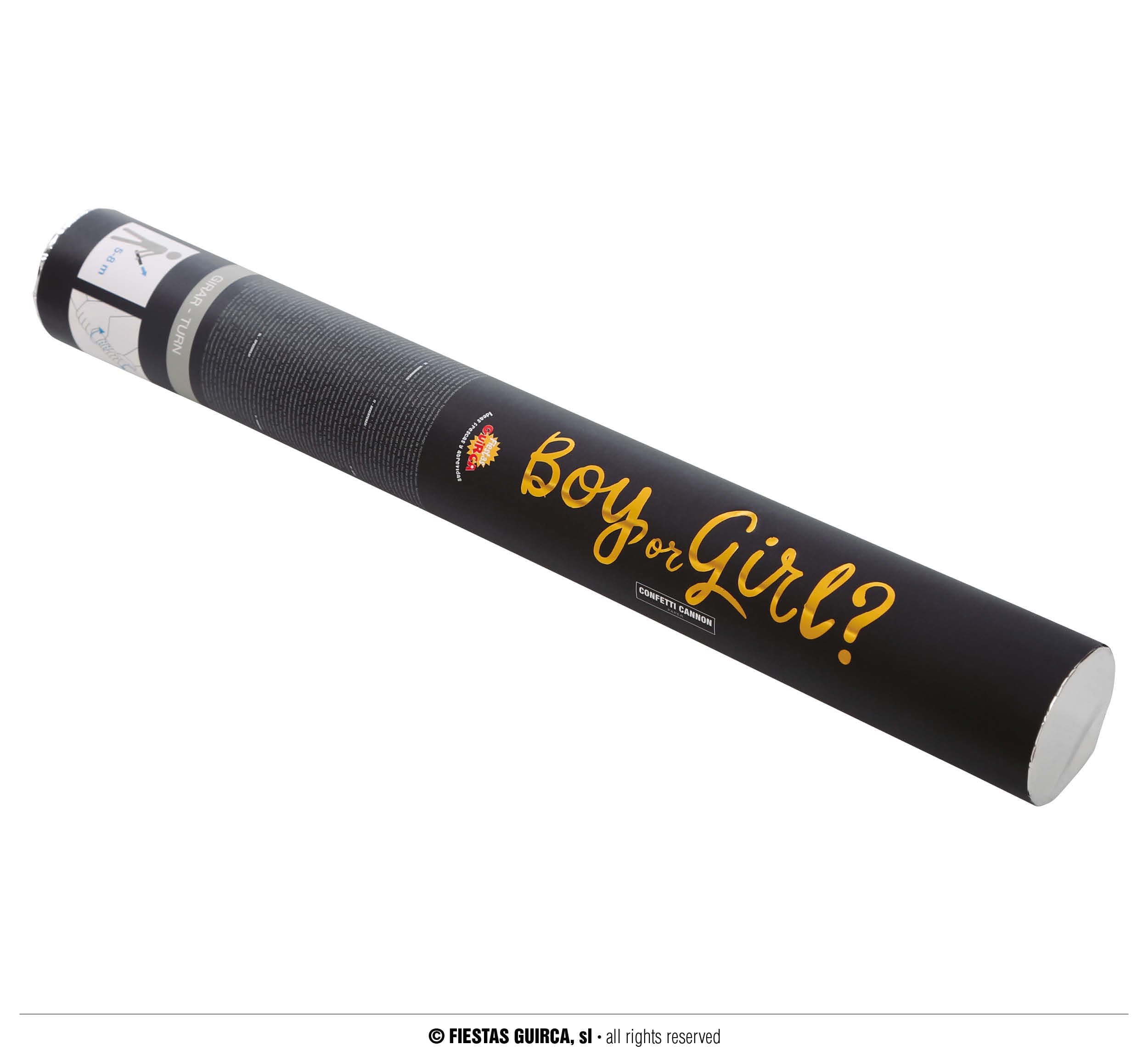 Lyserød konfettikanon "It's a Boy or Girl" 40 cm