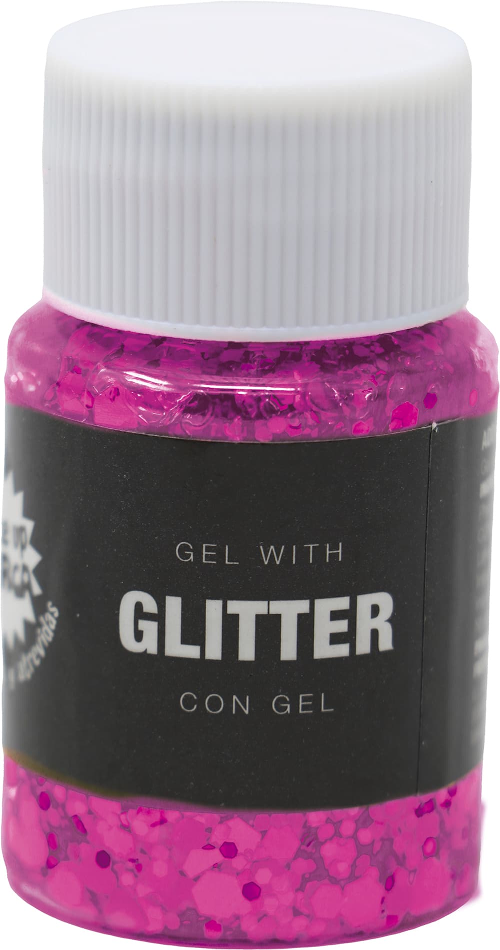 Bøtte med fuchsia glimmergel, 20 g