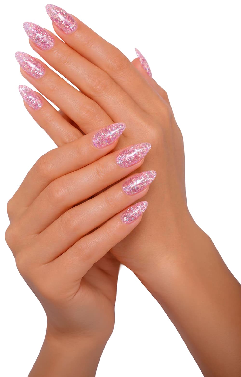 24 lange glimmernegle, pink