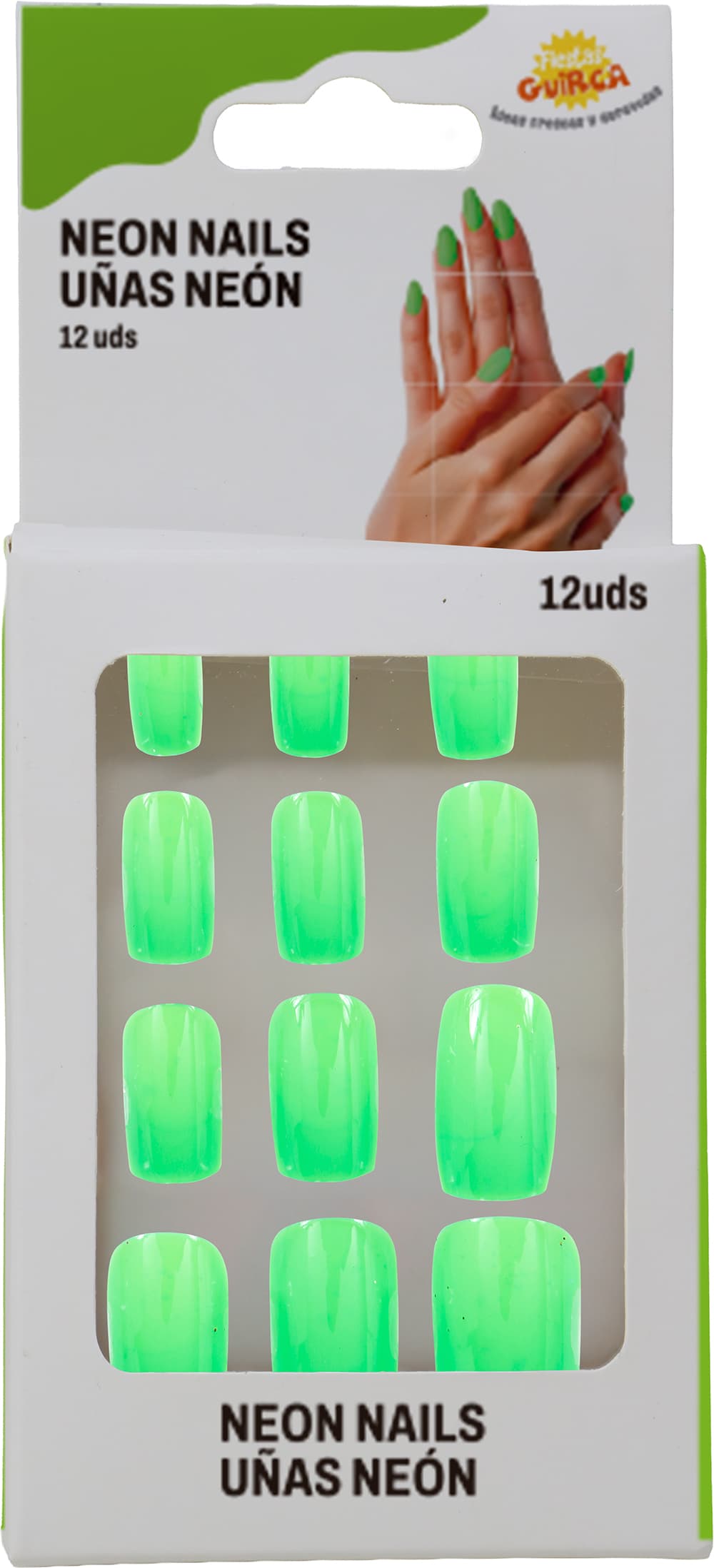 12 neongrønne negle til voksne