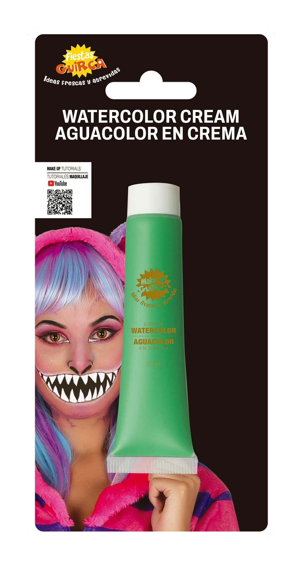Lysegrøn vandbaseret sminke i tube, 20 ml