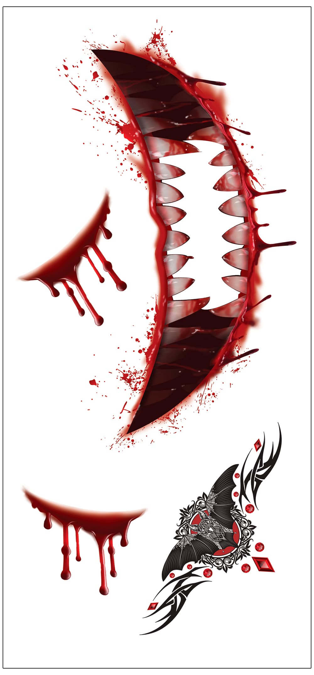 Vampyr-ansigtstatoveringer 30 × 13 cm