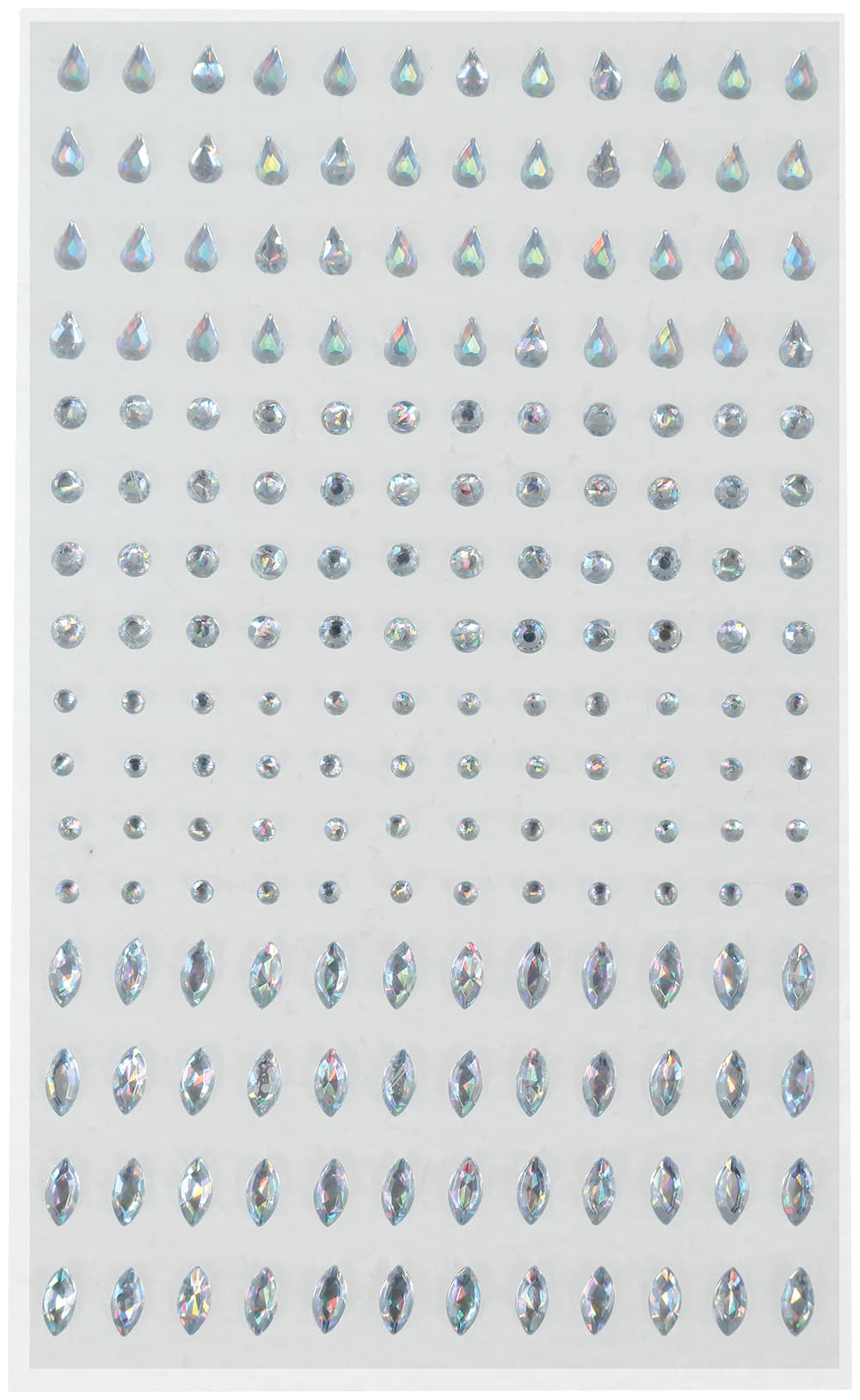 Assorterede rhinsten til ansigtet, 9 × 15 cm