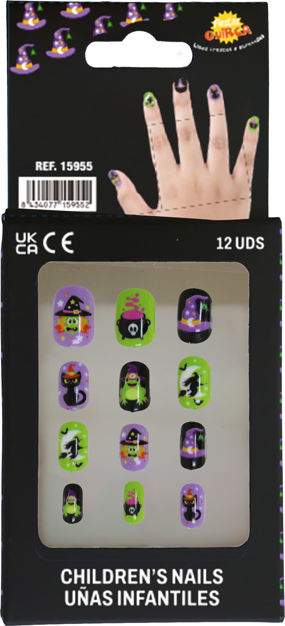 12 negle med lim til børn, halloweendesign 2