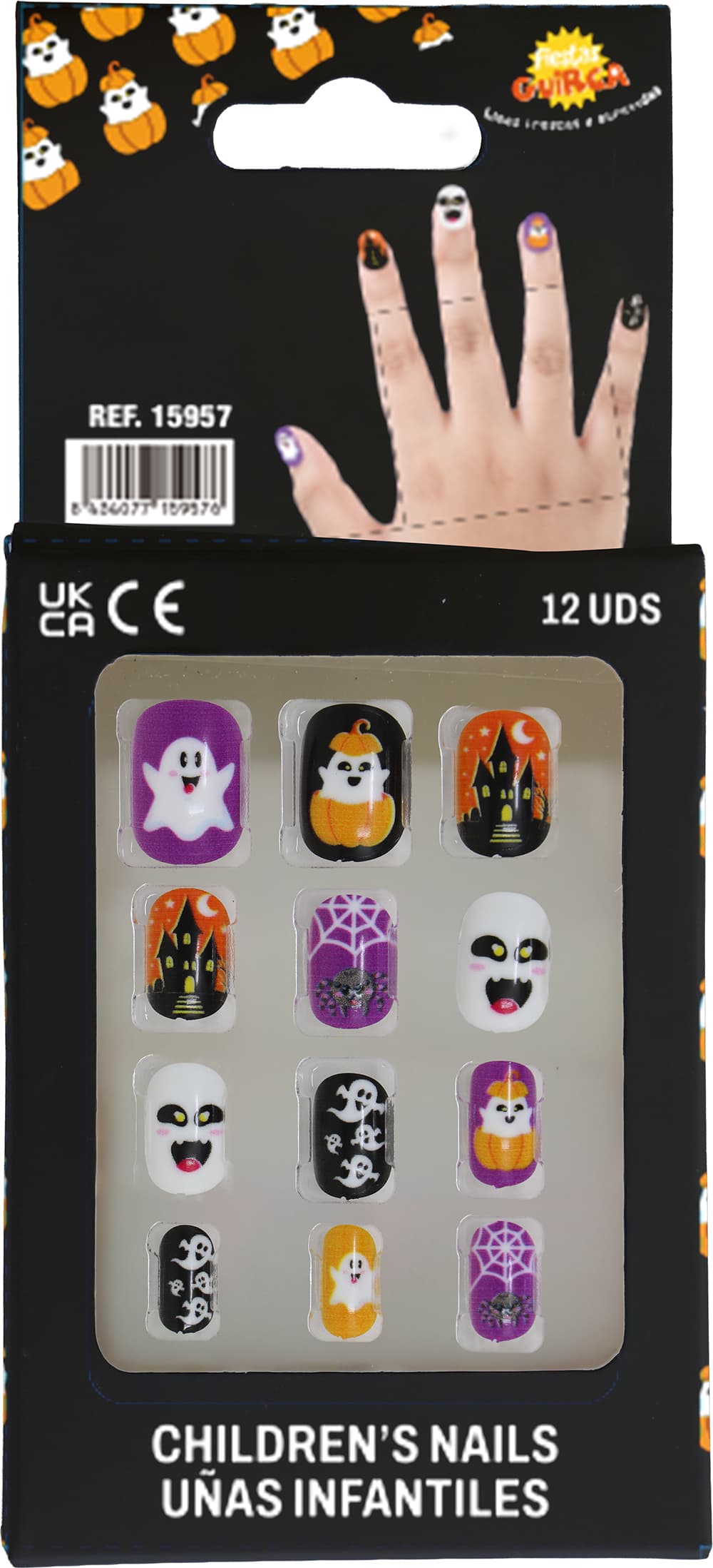 12 negle med lim til børn, halloweendesign 4