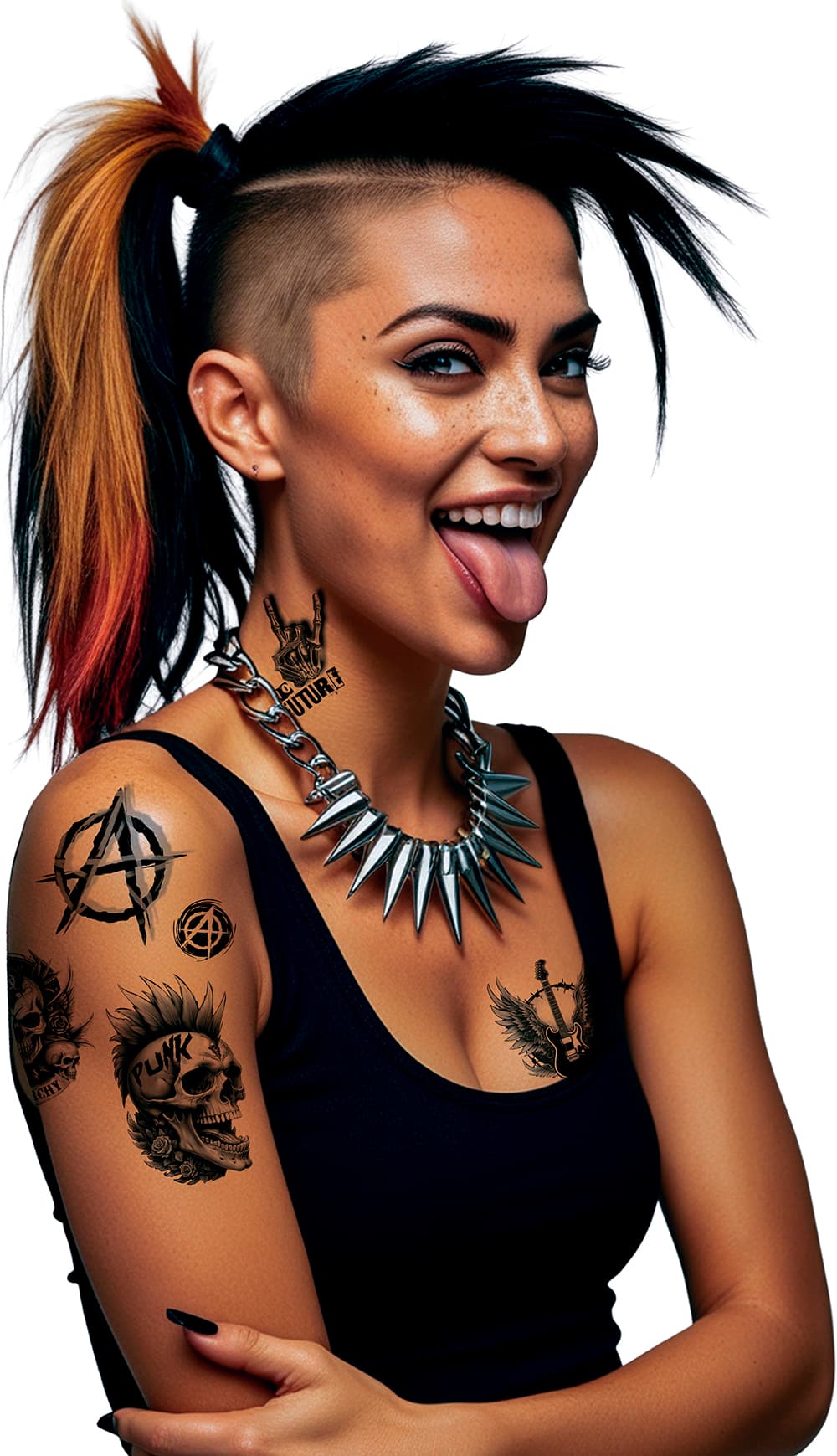 Punk-tatoveringsark 14 × 30 cm