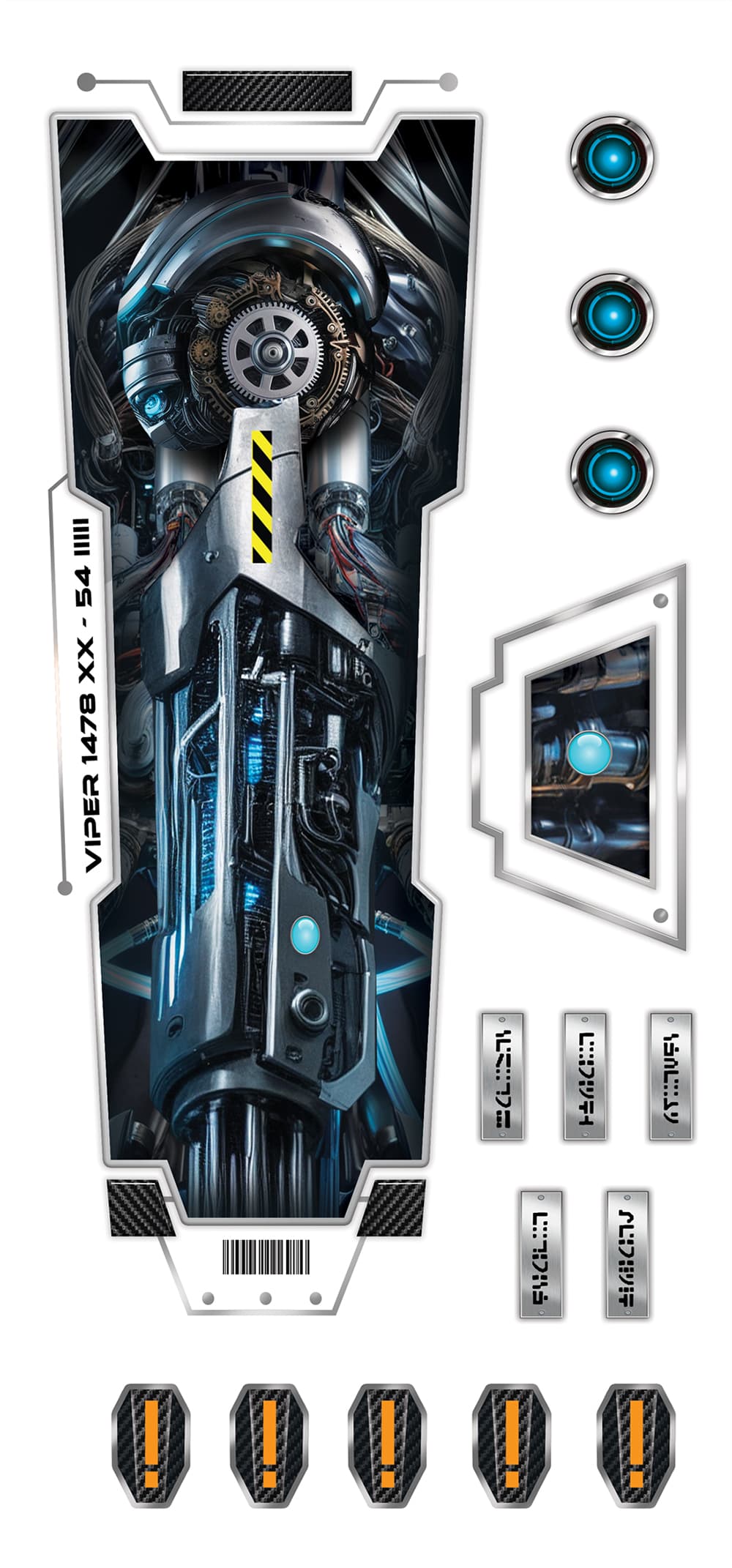Ark med futuristiske armtatoveringer, 14 × 30 cm
