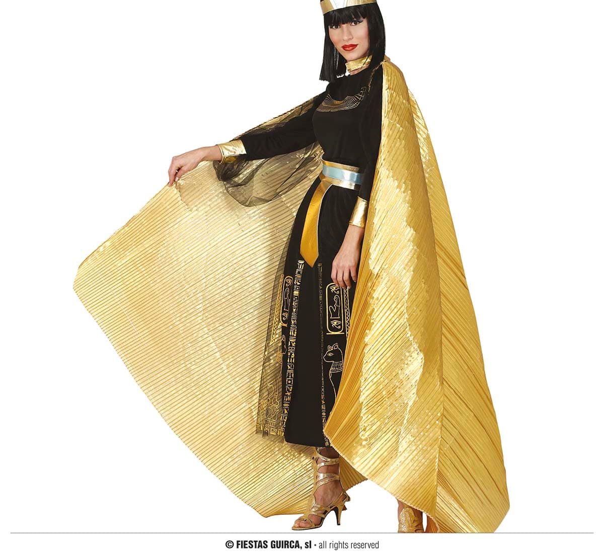 Plisseret kappe i guld, 285 × 135 cm