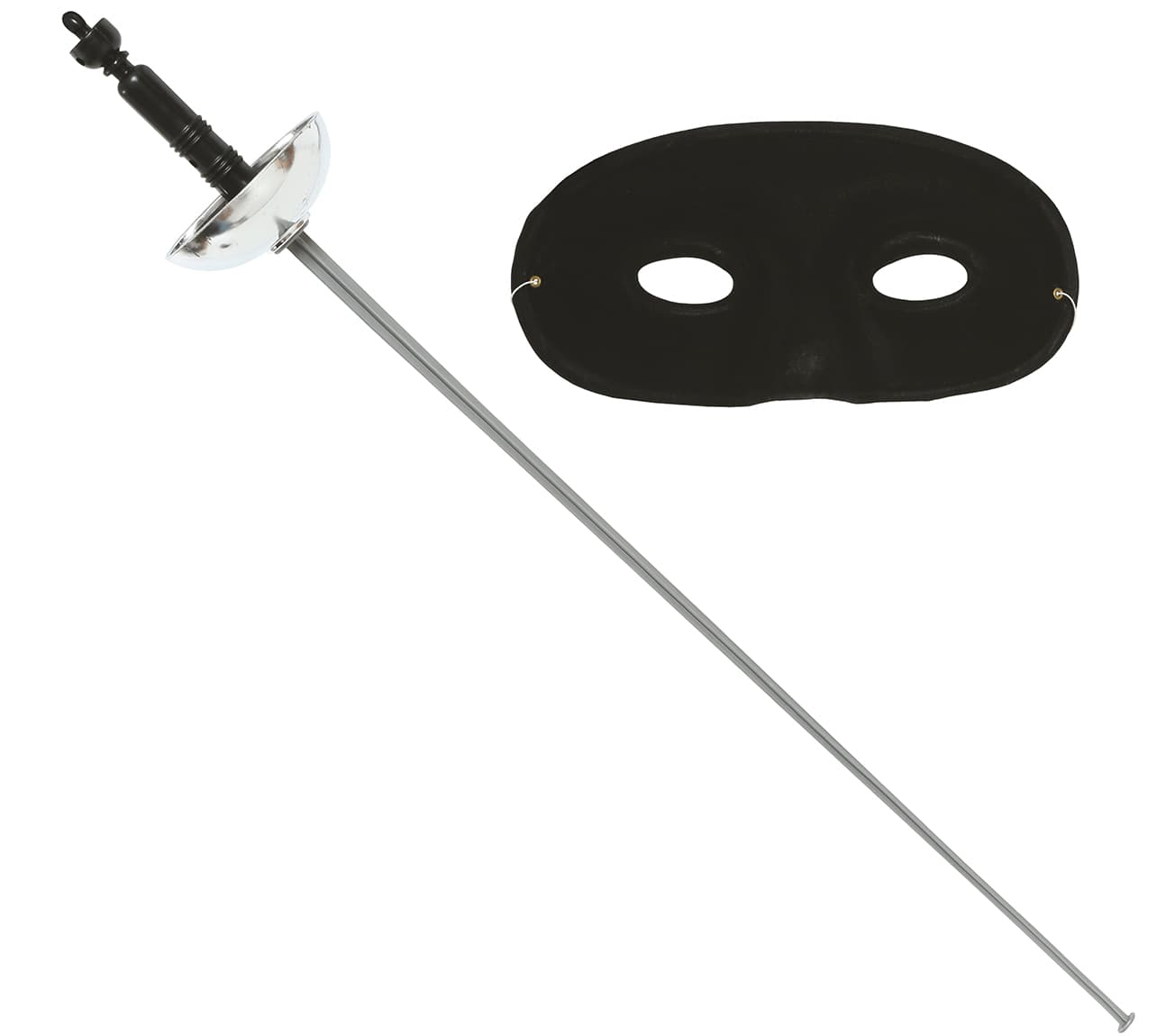 Sæt med maske og sølvfarvet fleuret, 63 cm