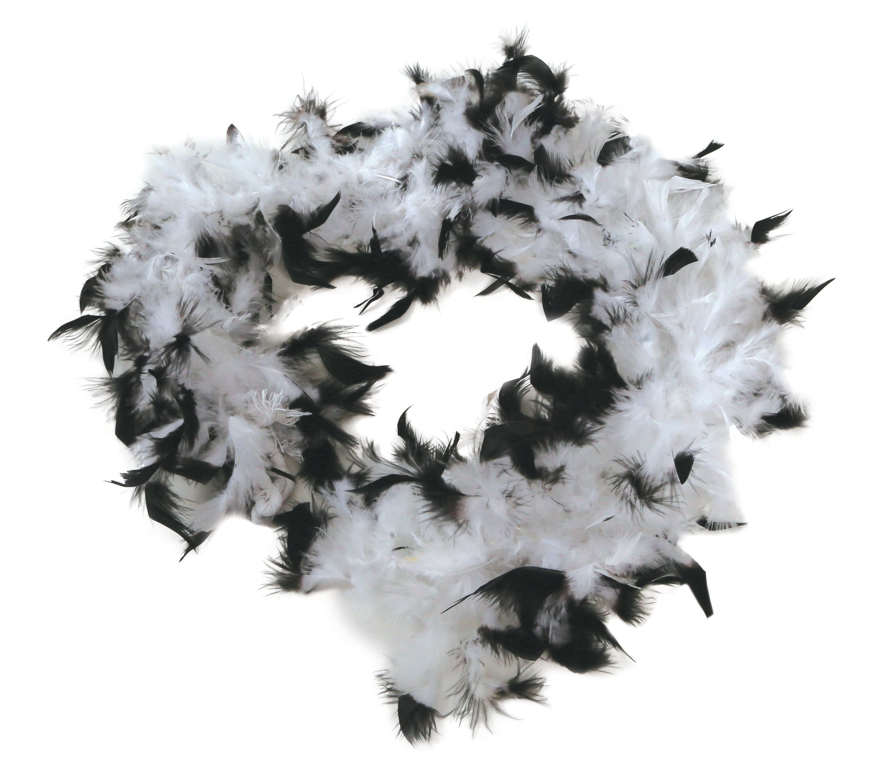 Boa med sorte og hvide fjer (40 g)