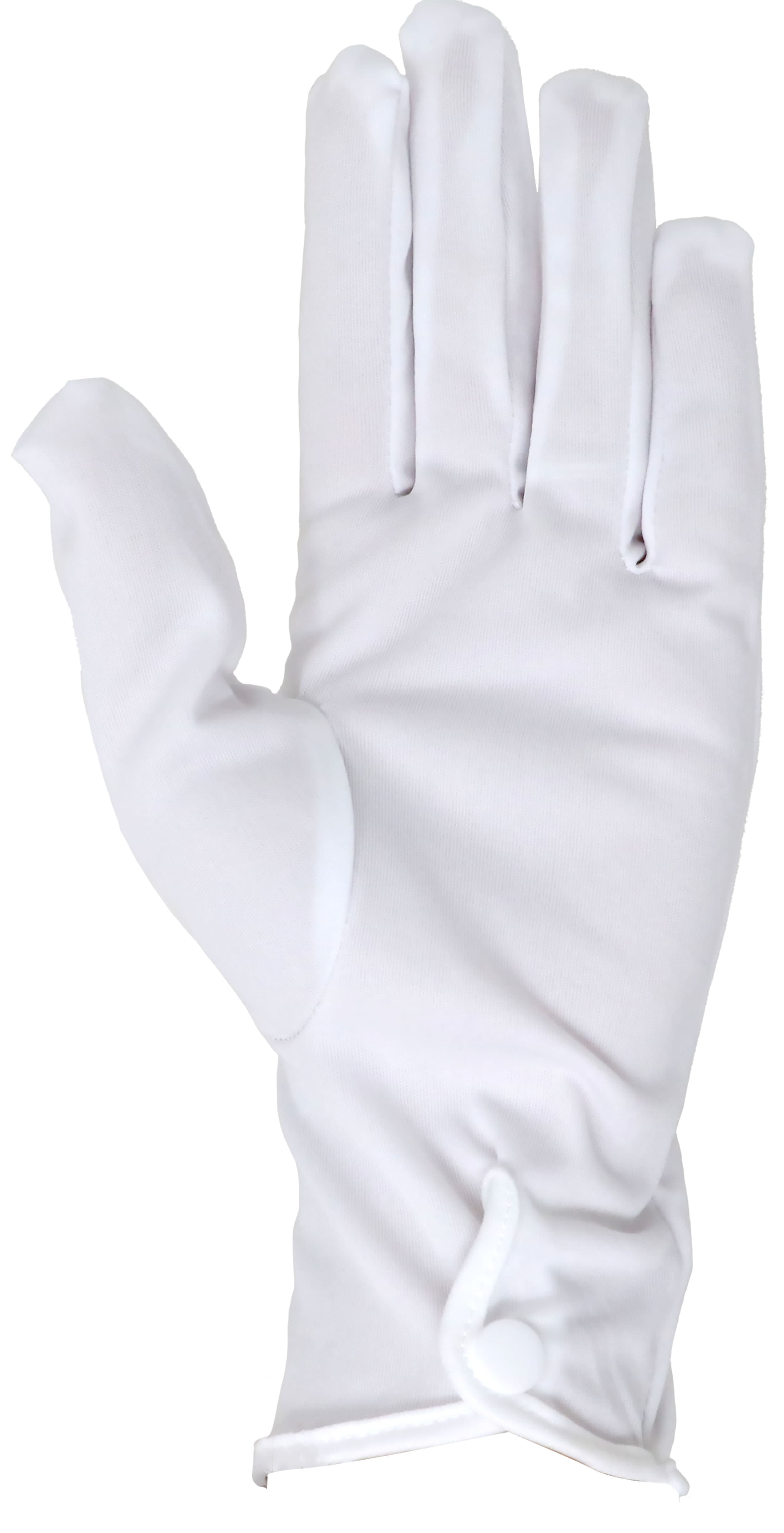 Handsker med knap, 24 cm, hvide, til voksne, HQ