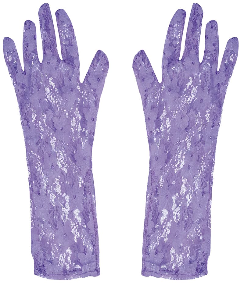 Gennembrudte handsker, 38 cm, lilla