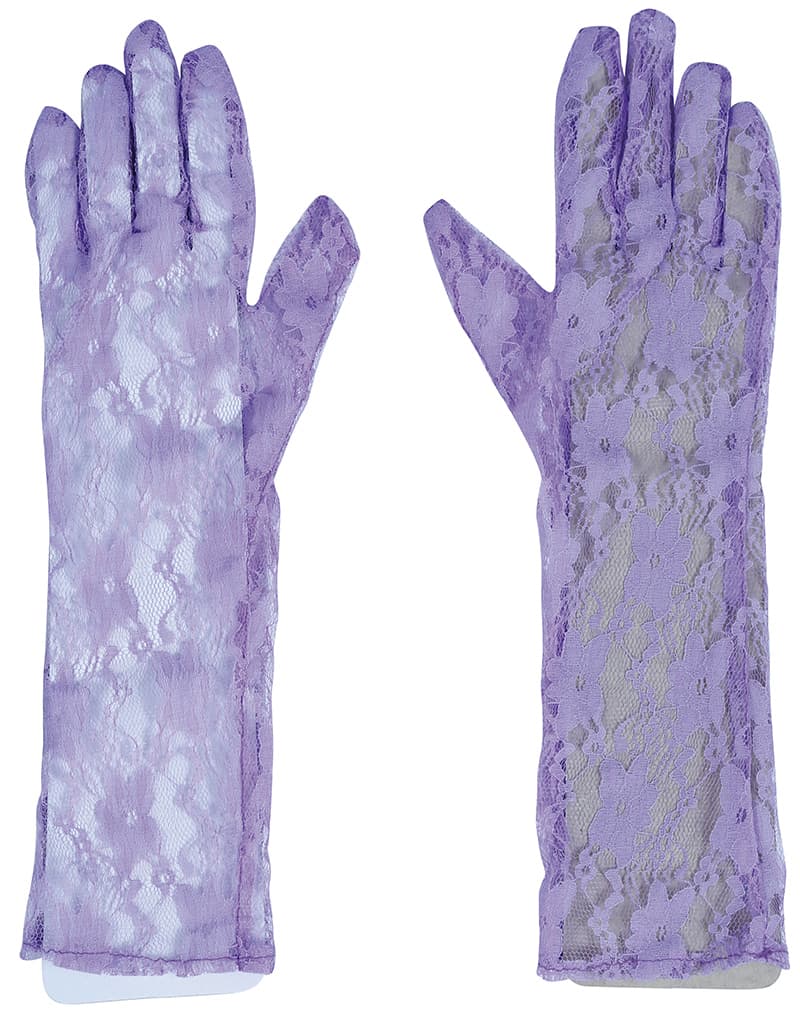 Gennembrudte handsker, 38 cm, lilla