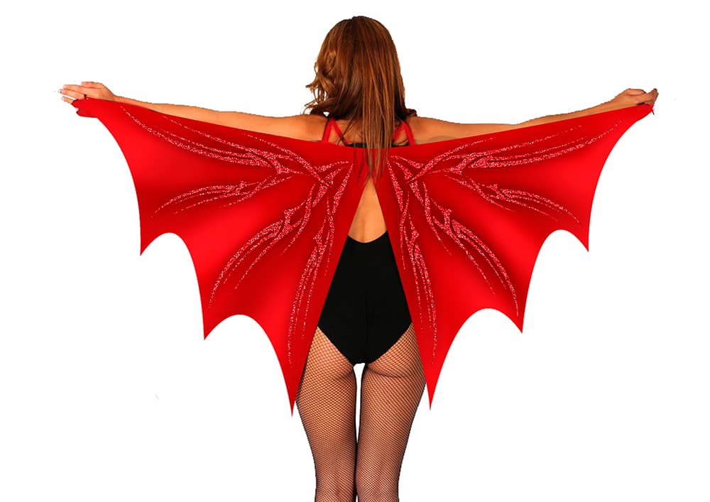 Røde flagermusvinger, stof, 170 × 80 cm