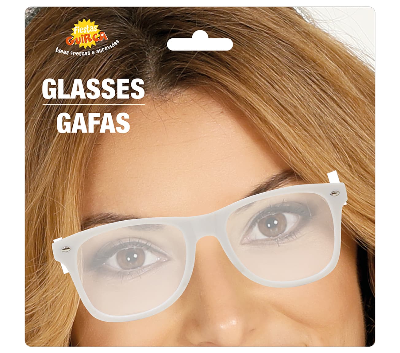 Hvide briller med klare glas