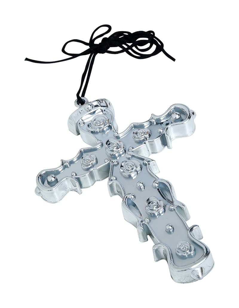 Sølvfarvet kors 15 cm