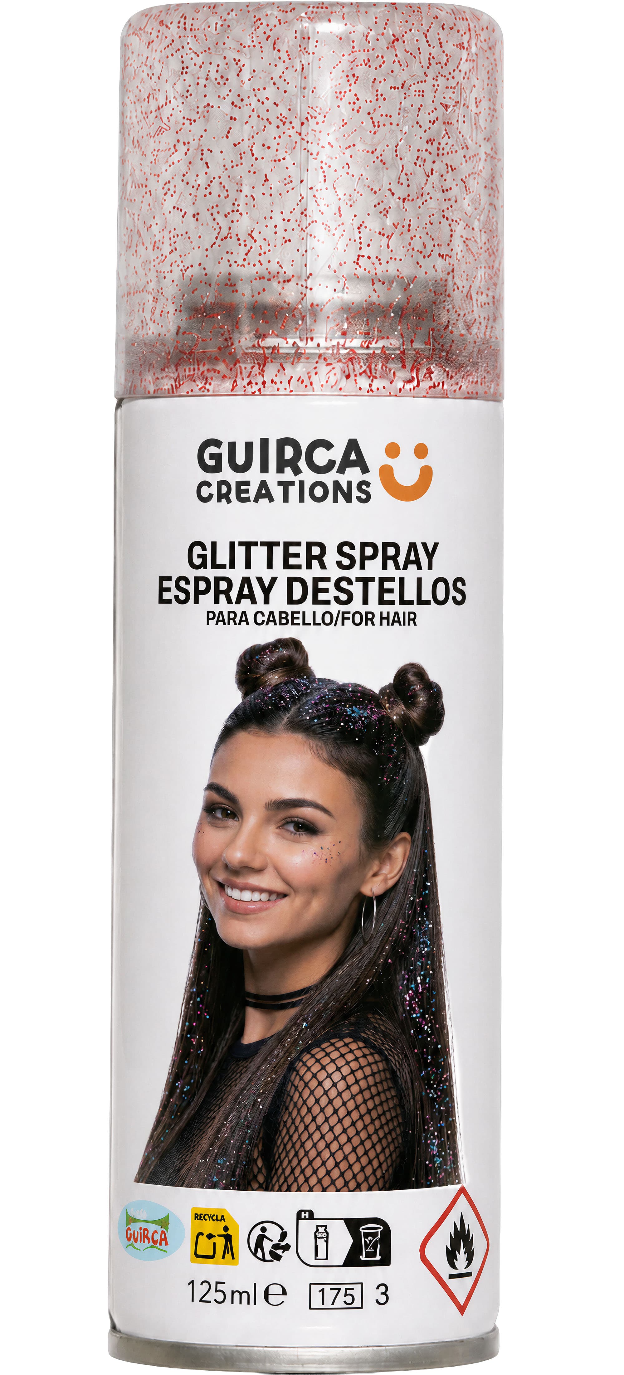 Glitrende rød hårspray 125 ml