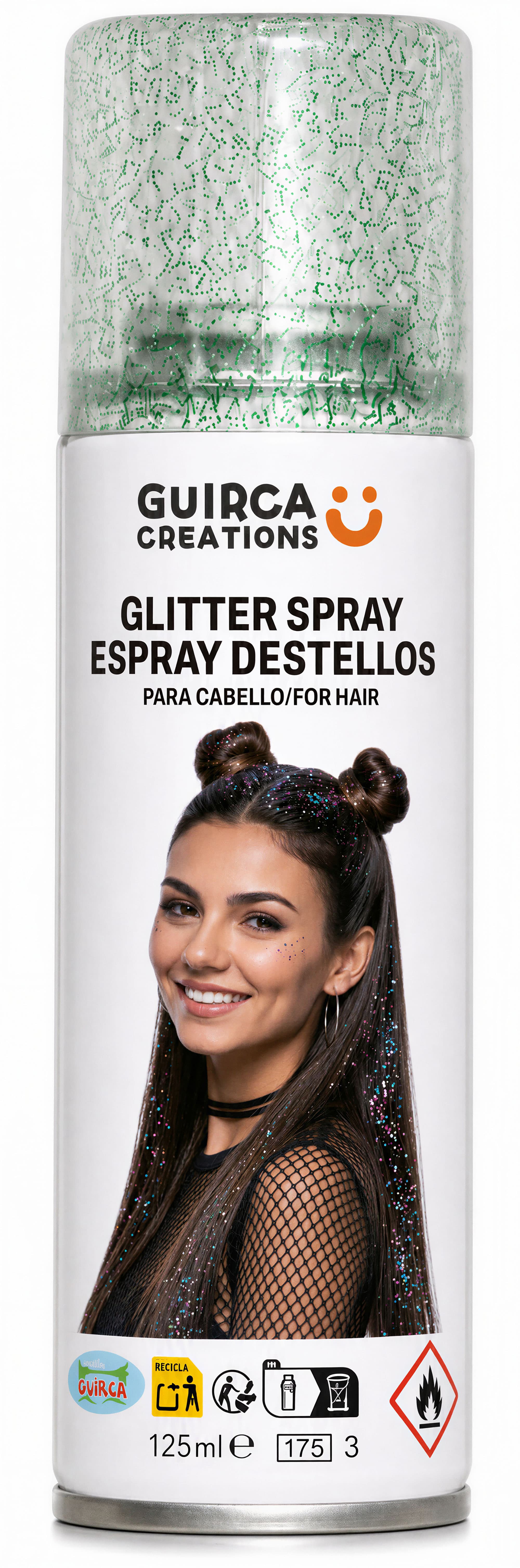 Glitrende grøn hårspray 125 ml