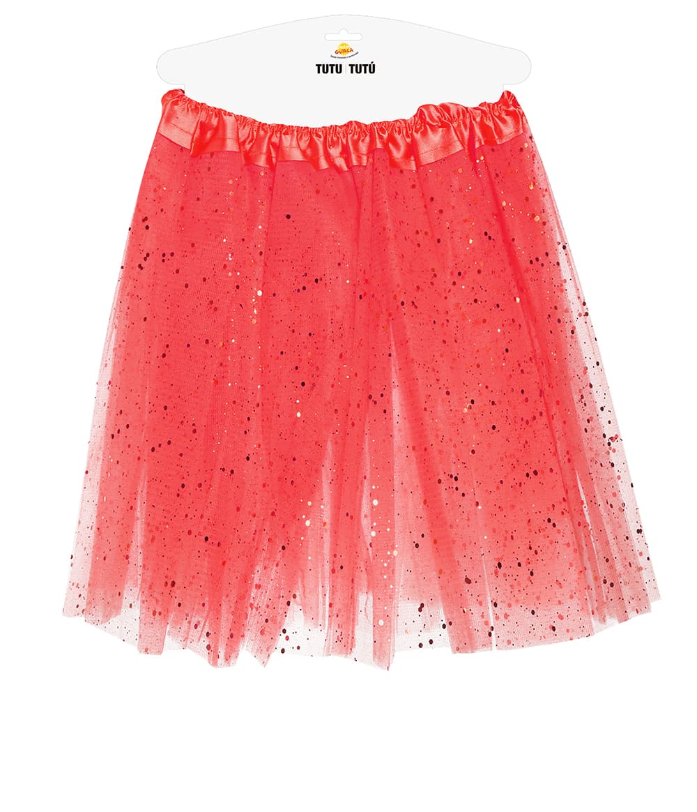 Rød tutu med glimmer, 40 cm
