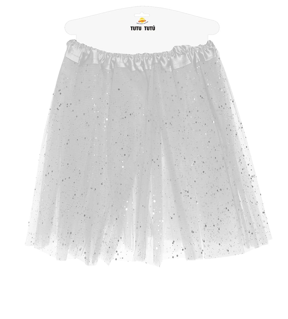 Hvid tutu med glimmer, 40 cm