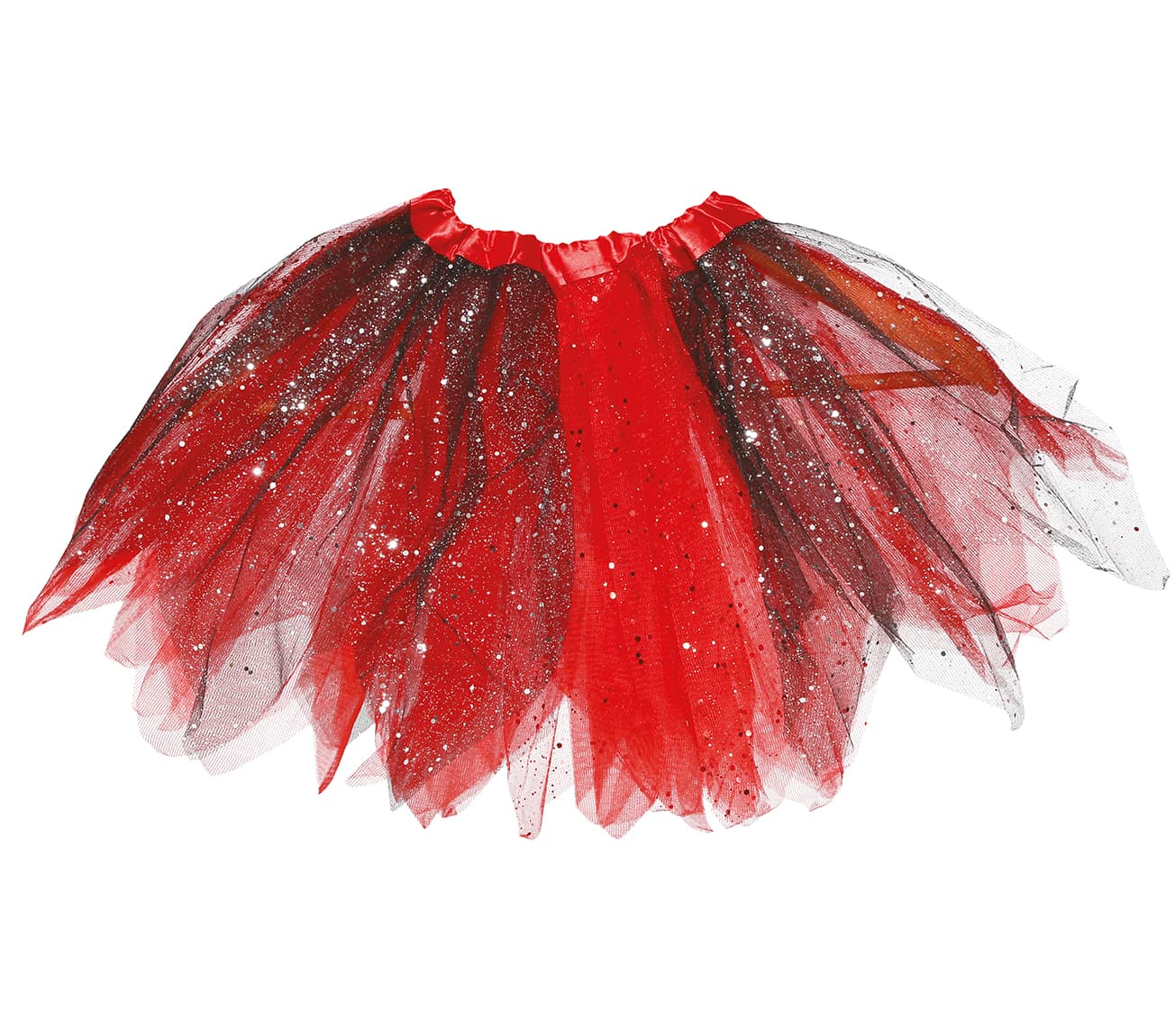 Sort/rød tutu til børn, 30 cm