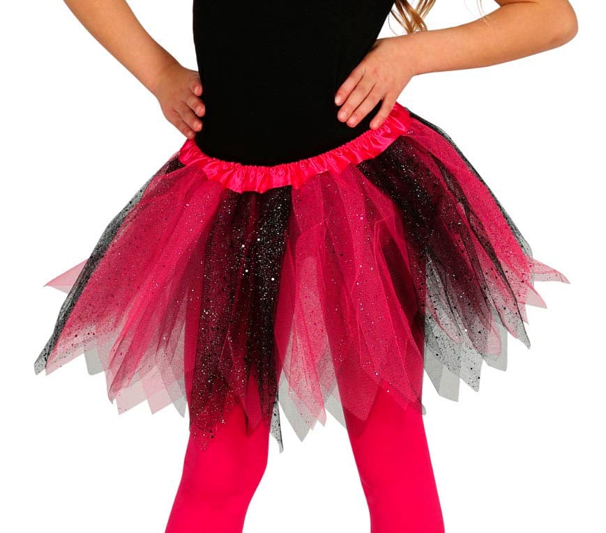 Sort/lyserød tutu til børn, 30 cm