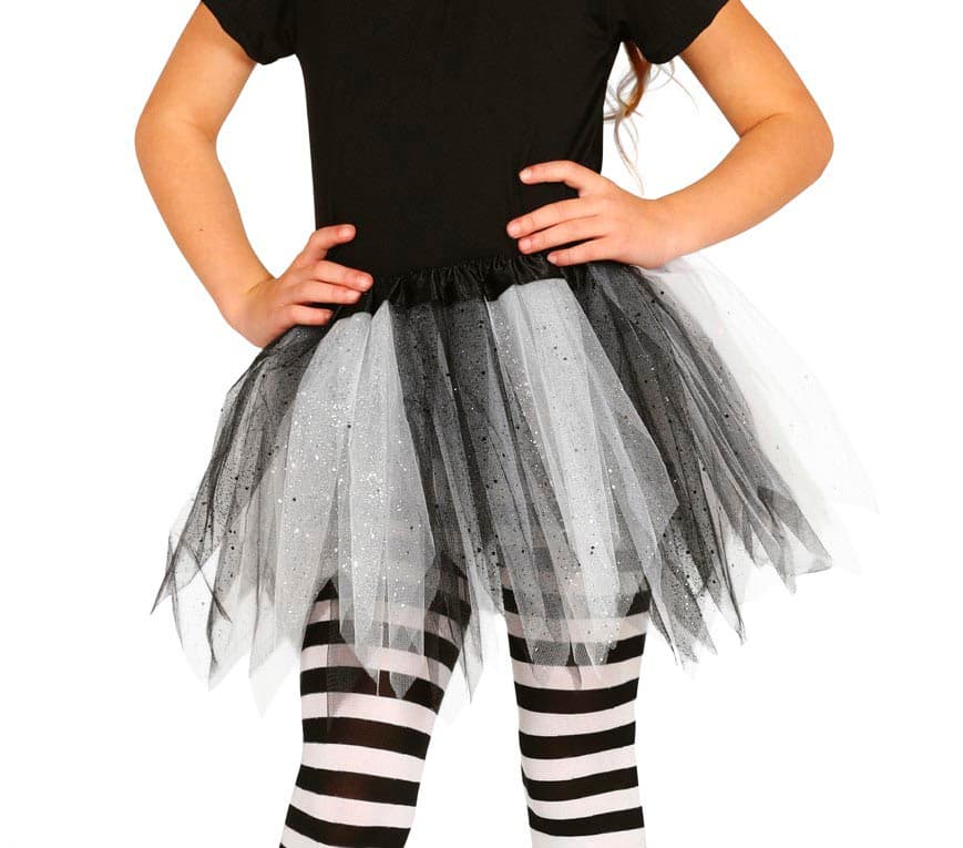 Sort/hvid tutu til børn, 30 cm
