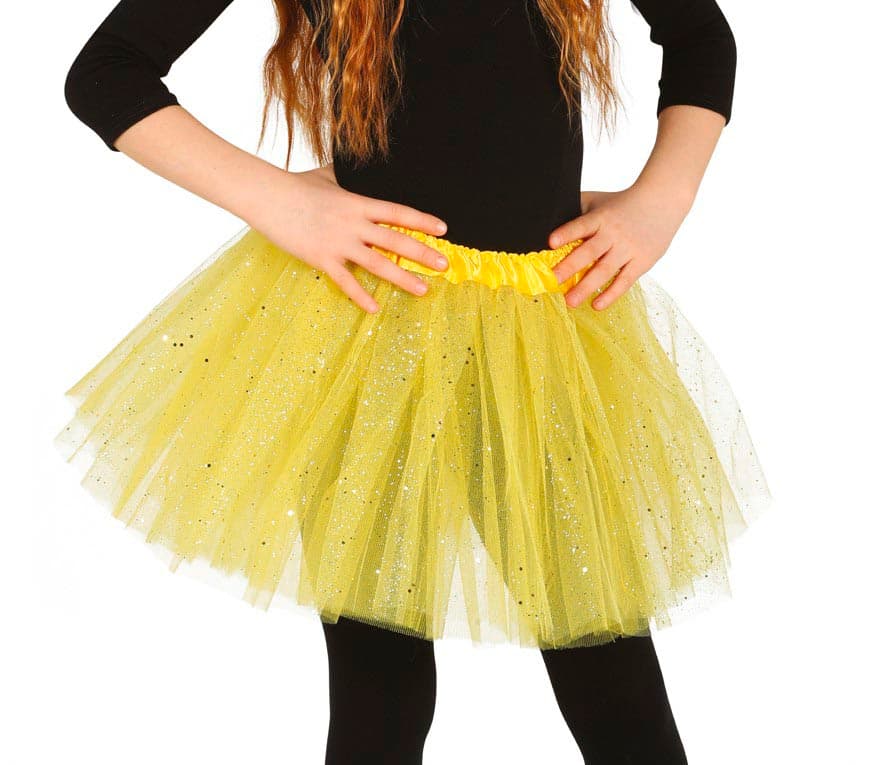 Gul tutu med glimmer til børn, 30 cm