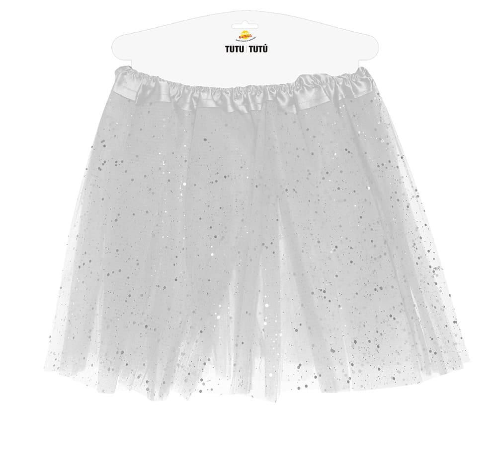 Hvid tutu med glimmer til børn, 30 cm