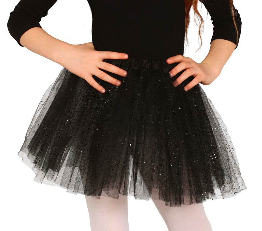 Sort tutu med glimmer til børn, 30 cm