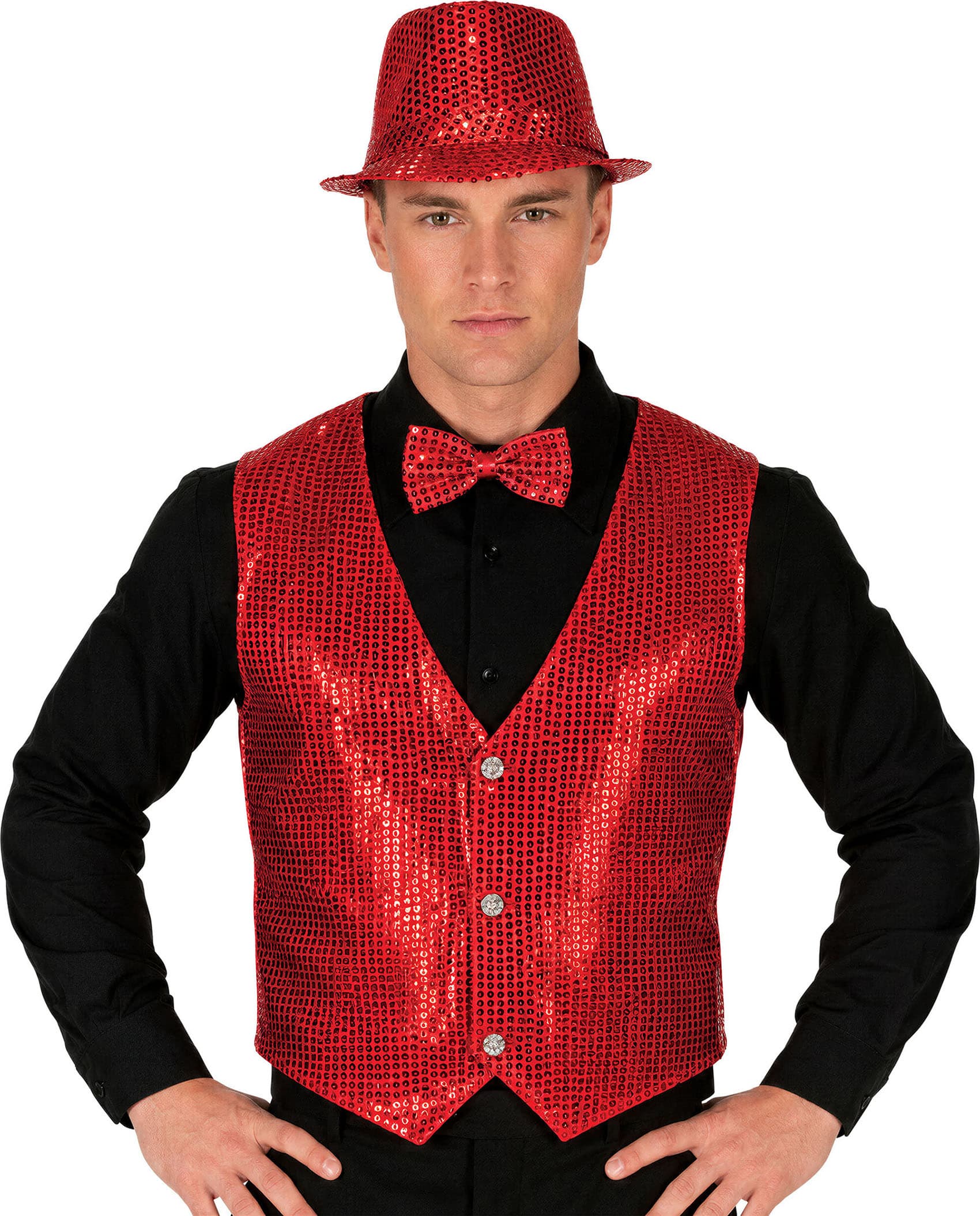 Rød pailletvest