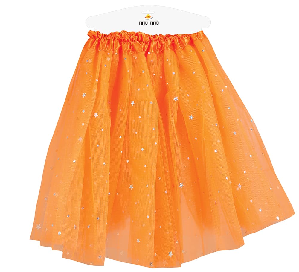 Orange tutu med stjerner 30 cm