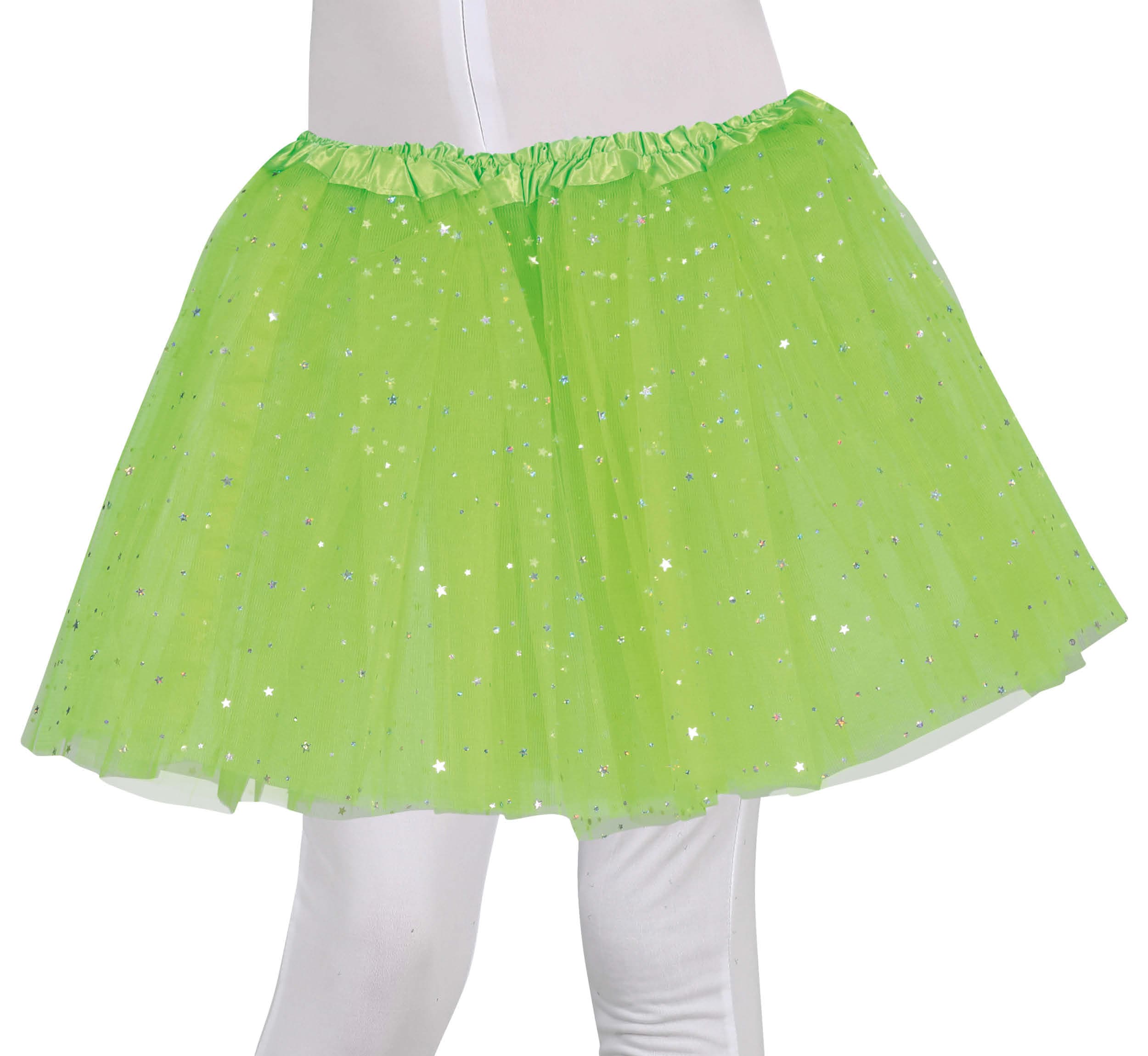 Limegrøn tutu med stjerner 30 cm