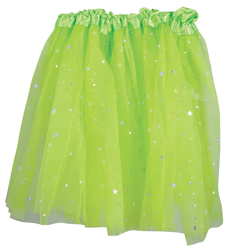 Limegrøn tutu med stjerner 30 cm