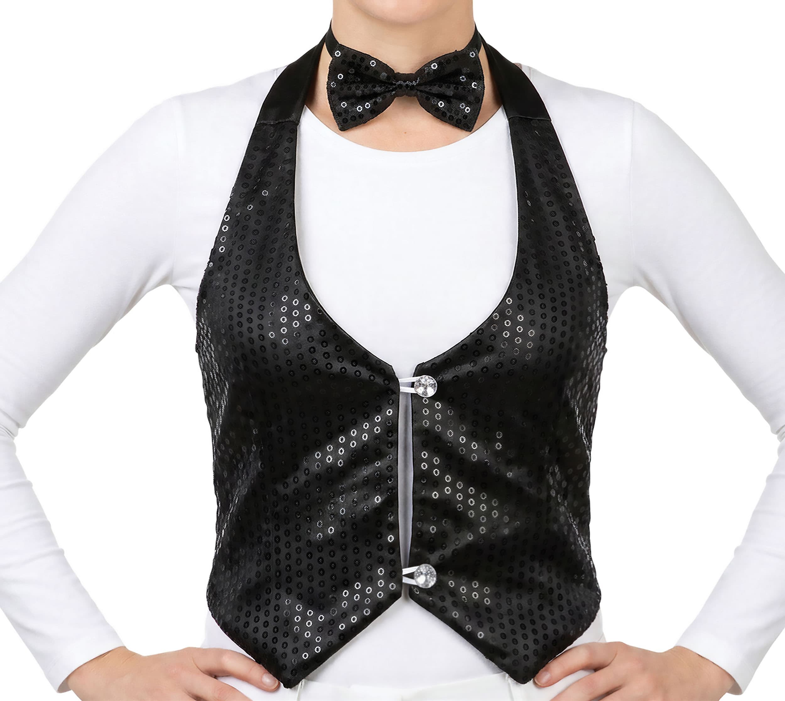 Sort pailletvest til damer