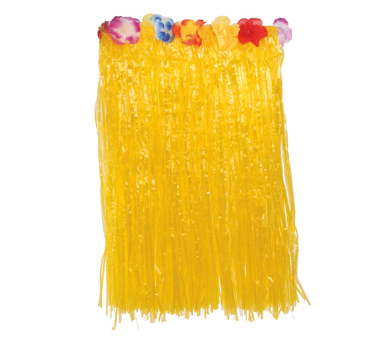Hawaii-skørt med blomster, 50 cm, gult