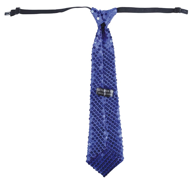 Blåt slips med pailletter, 35 cm