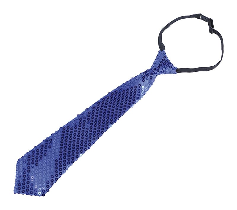 Blåt slips med pailletter, 35 cm
