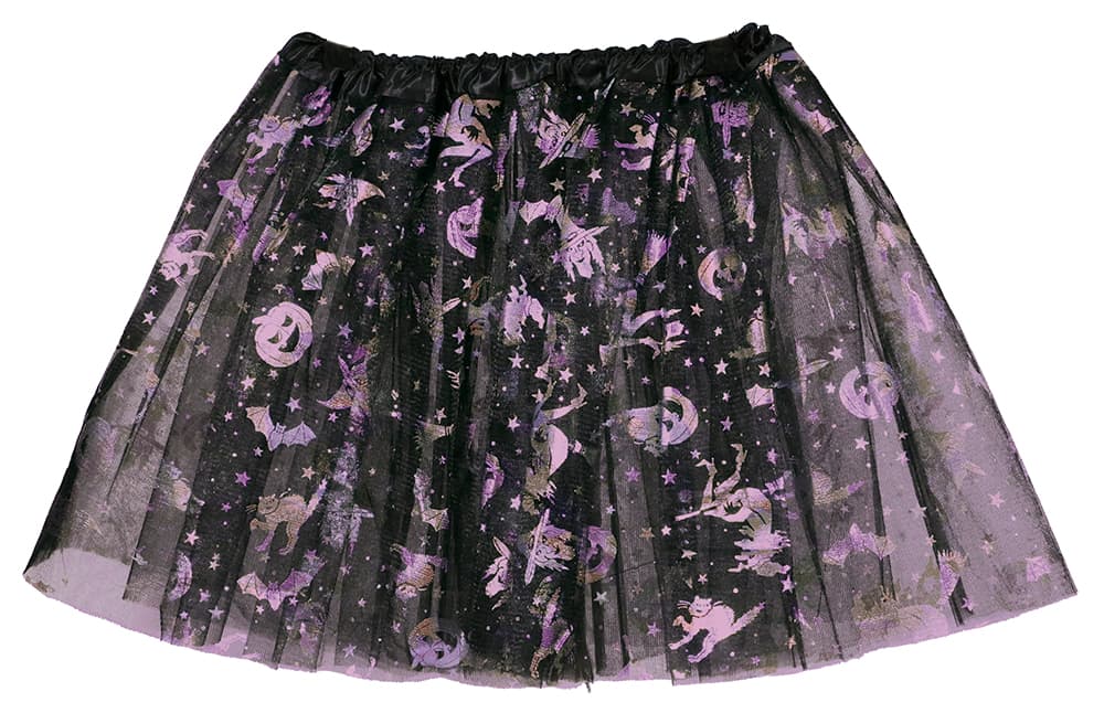 Sort og lilla halloween-tutu til børn, 30 cm