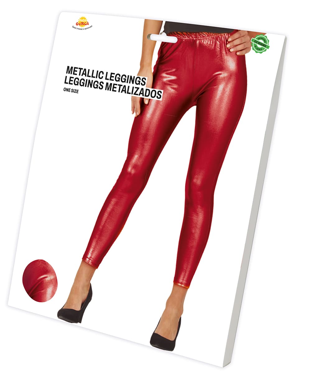 Røde metalliske leggings