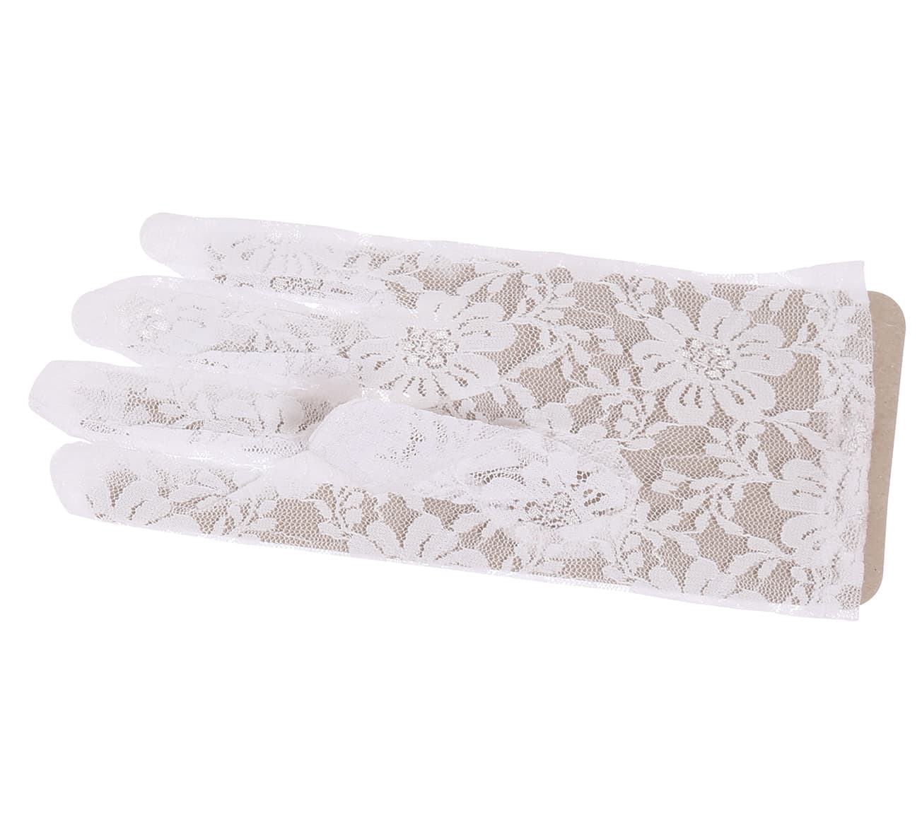 Gennembrudte handsker, 22 cm, hvide