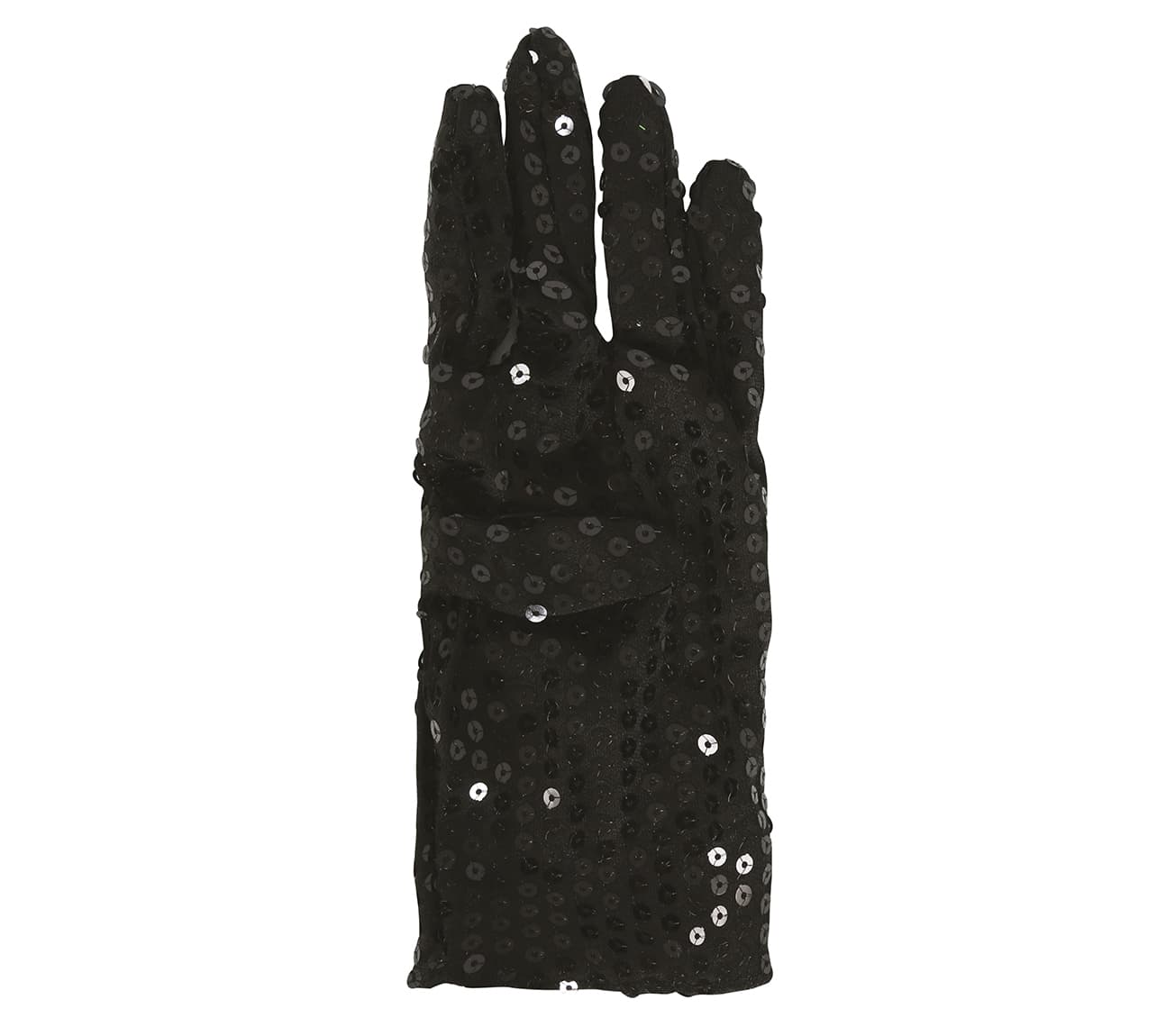 Pailletbesatte handsker, 22 cm, sorte, høj kvalitet