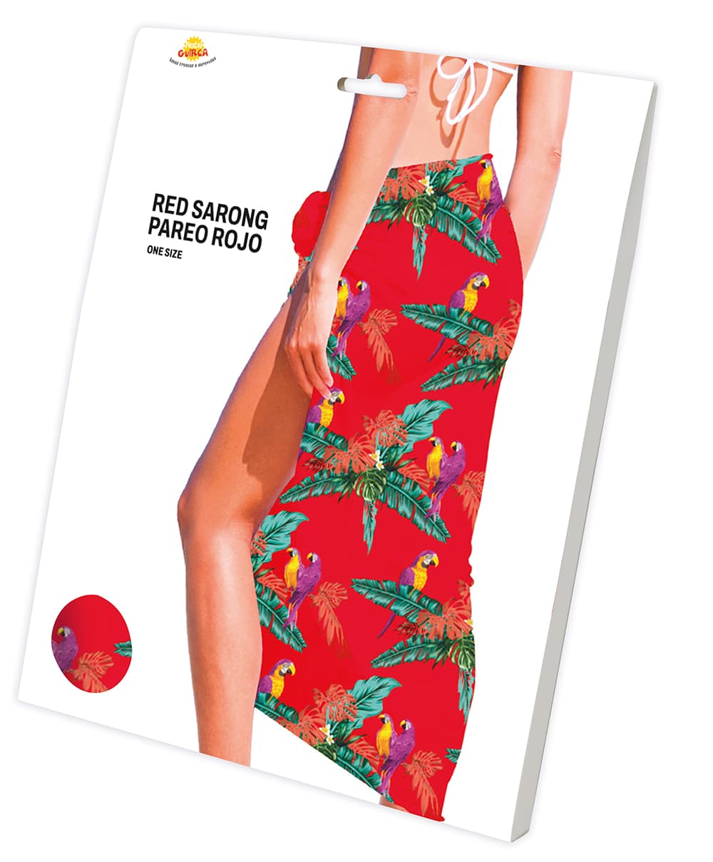 Rød sarong 150 × 100 cm