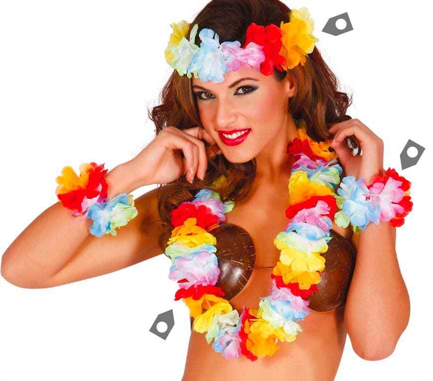Ekstra hawaii-sæt, flerfarvet