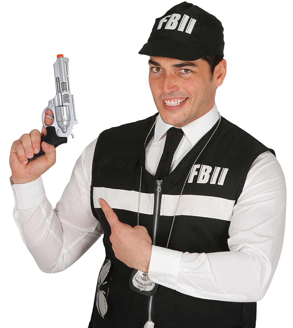 F.B.I.-pistol, sølv, 28 cm