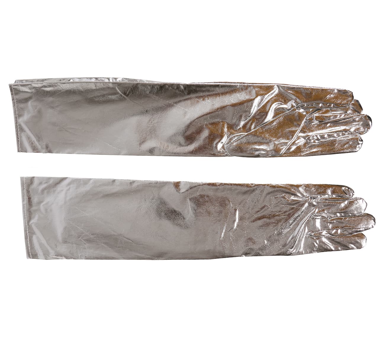 Metalliske handsker, 44 cm, sølv